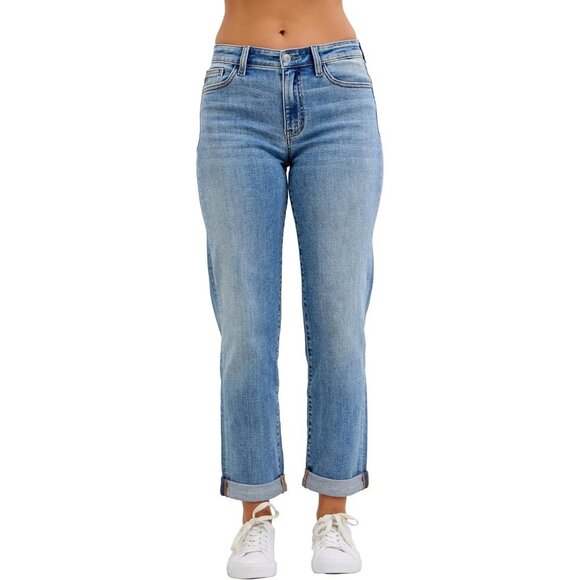 Womens Jeans Mid Rise Boyfriend Straight Fit Casual Comfortable Size 13